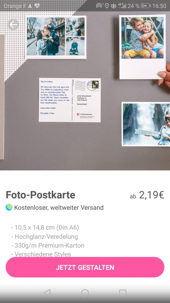 Postkarte per App gestalten